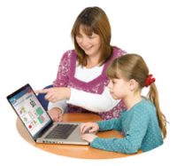 A parent and child learning English