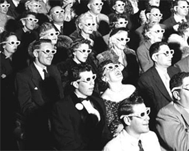 Audience watching a 3D film