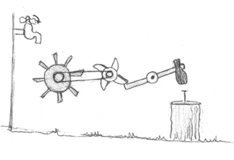 Diagram of a water-powered hammer