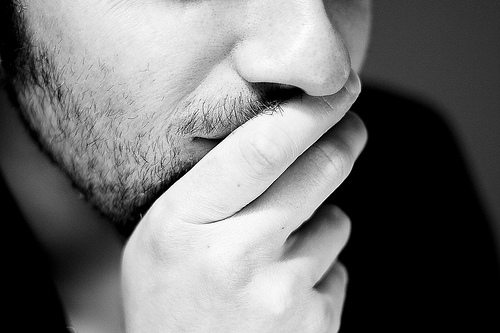 Man thinking in black and white