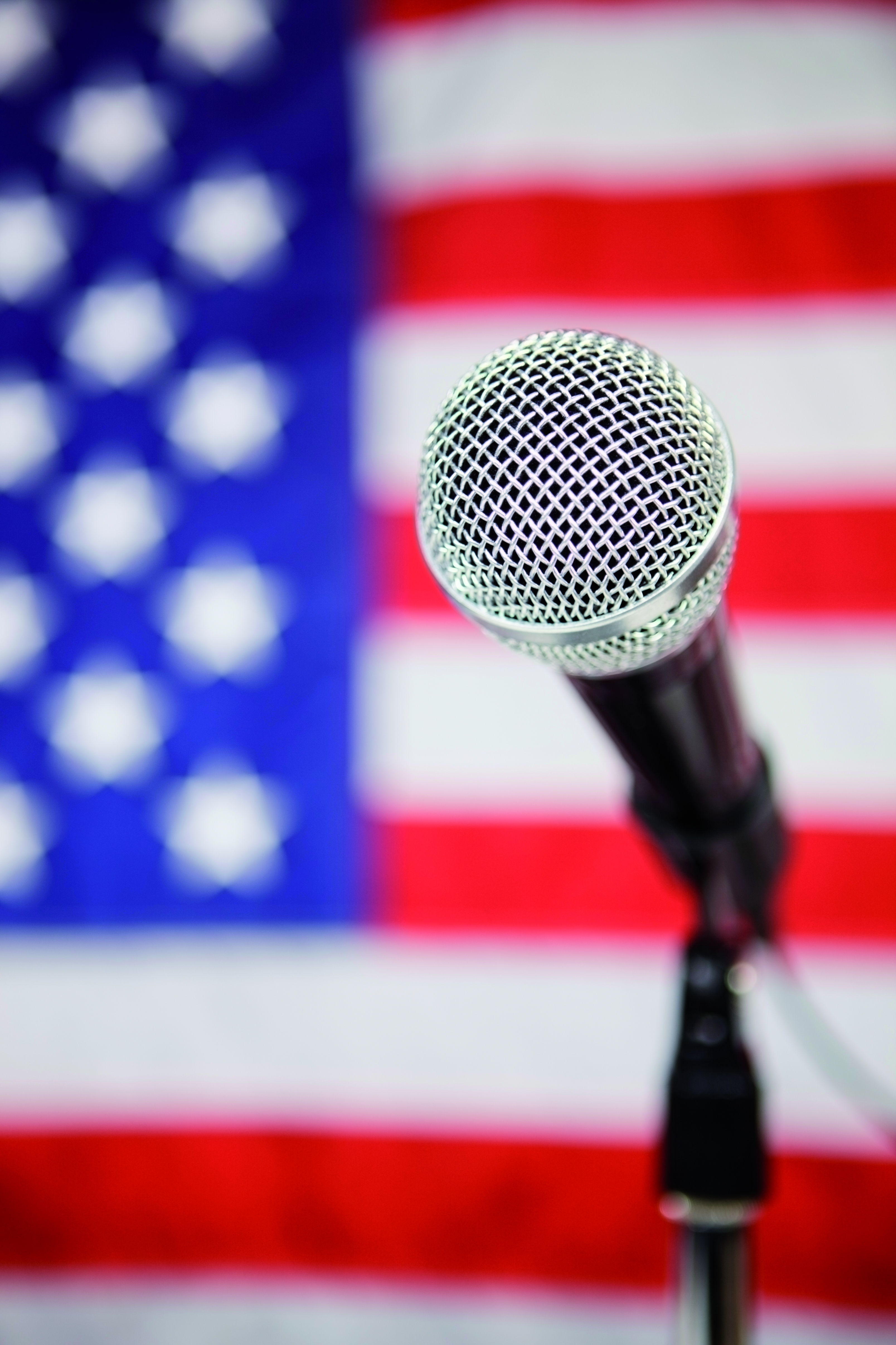 American flag and microphone