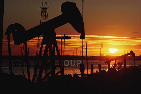 Oil pump by sunset