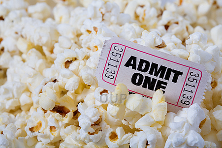Movie ticket and popcorn
