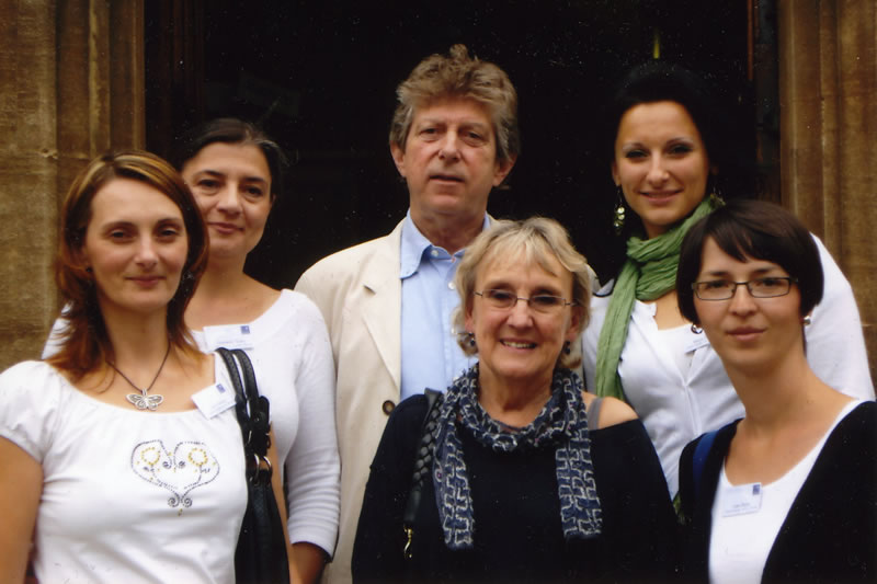 Liz and John Soars with four Headway Scholars at Exeter College in 2010