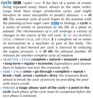 Cycle dictionary entry